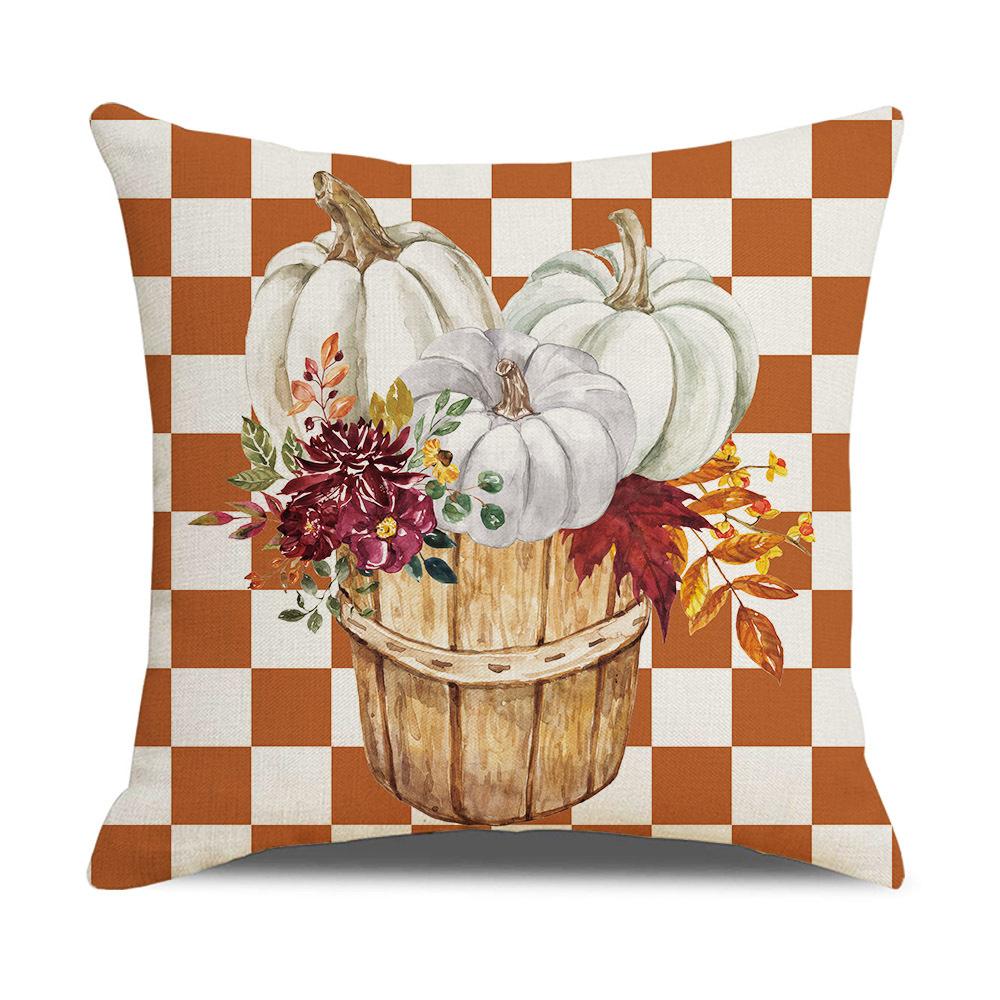 New Autumn Themed Flower Plaid Thanksgiving Pillowcase Bedside Pillowcase Home Sofa Cover