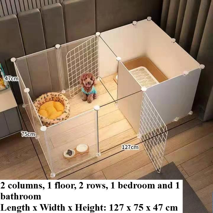 Home Pet Dog Enclosure House Indoor Small Dog Poodle  Fence Isolation Door Dog Cage with Toilet Area Scientificly Divided Den