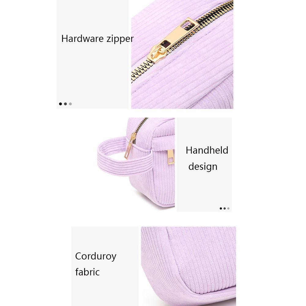 Solid Color Wash Toiletry Storage Bag Large Capacity Makeup Bag Corduroy Cosmetic Bag Travel