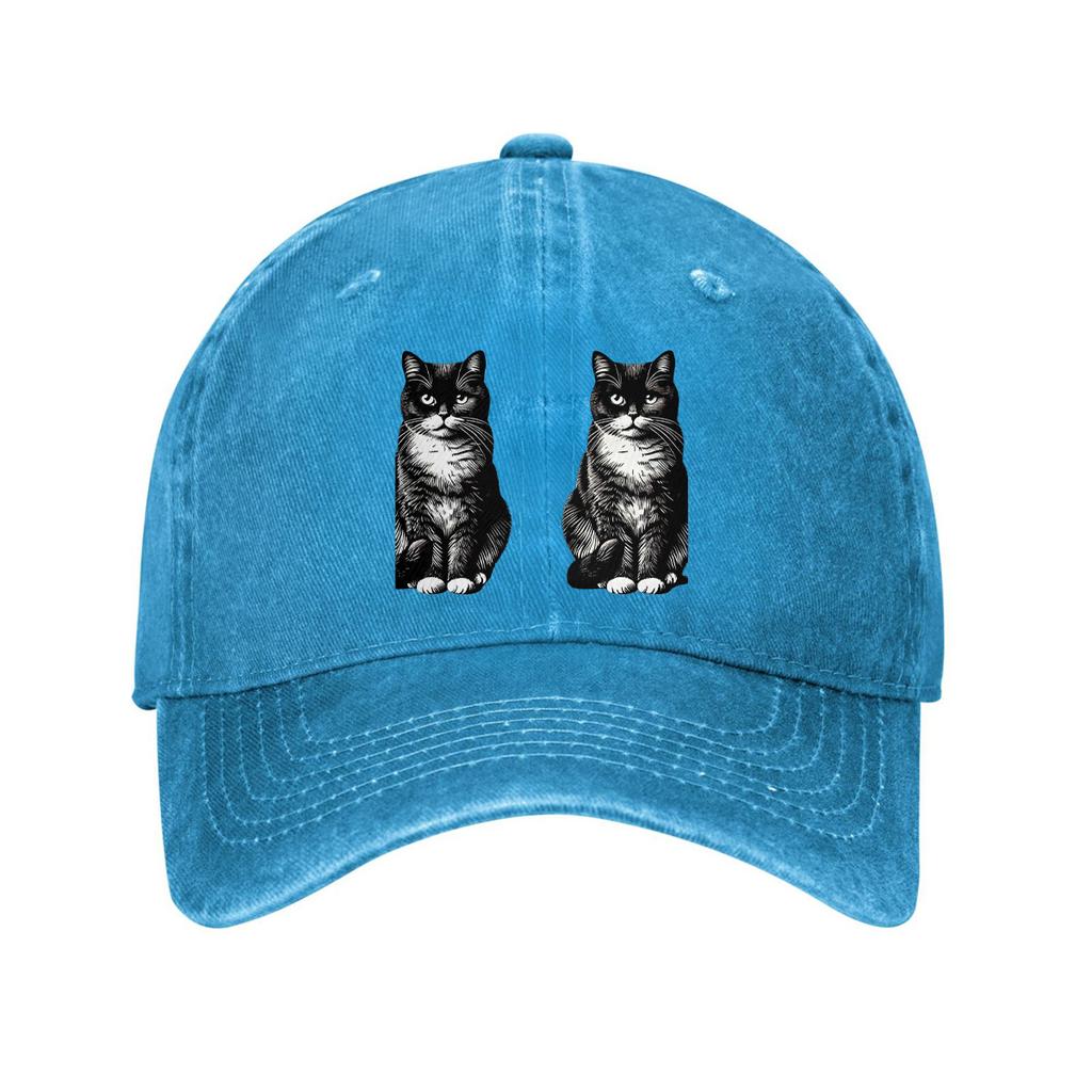 Black and White Tuxedo Cat Print Baseball Cap Adjustable Cotton Casual Dad Hat for Unisex Adults