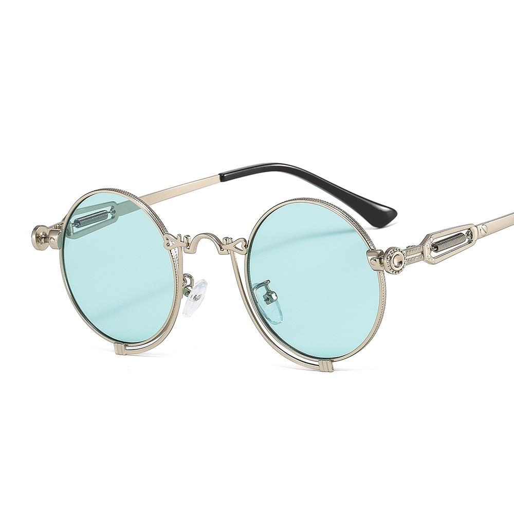 

Classic Steampunk Unisex Sunglasses Latest Designer Round Glasses for Men and Women Vintage Brand Punk Shades Free Shipping зеленый цвет-серебро
