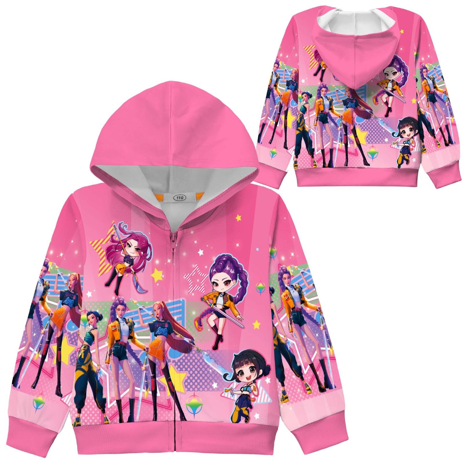 

Girls Hoodie 3D Cartoon Jacket Sweatshirt Music Zip Hooded Long Sleeve Tops 140 чёрный