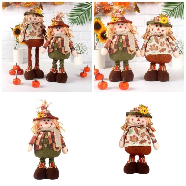 Standing Plush Harvest Scarecrows Dolls with Stretchable Long Legs Autumn Thanksgiving Festivals Decors for Indoor Space