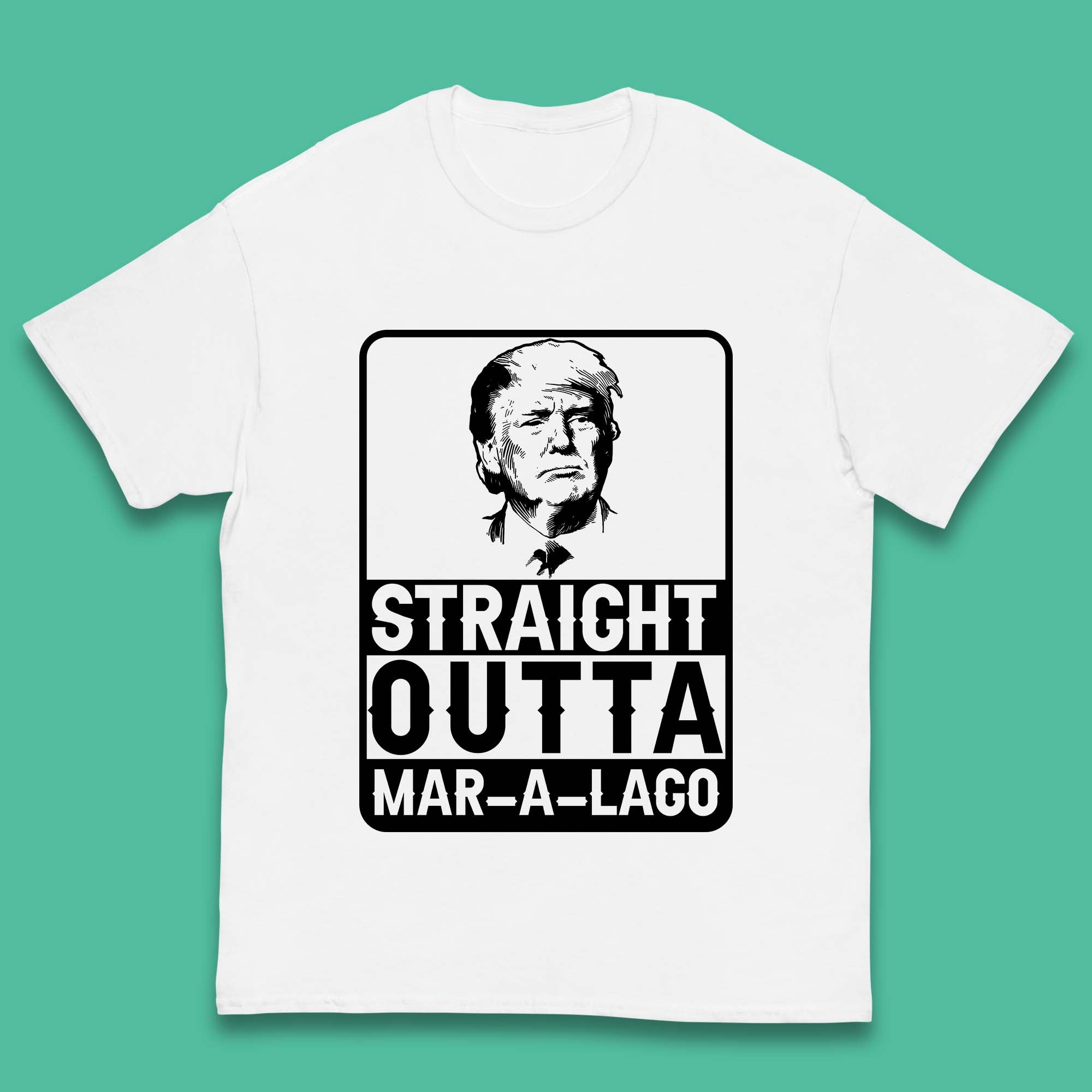 

Donald Trump Straight Outta Mar-A-Lago USA Mugshot President Elections 2024 Kids T Shirt 150