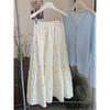 Spring and summer small fresh embroidered flower skirt women's new high waist and thin a word versatile casual medium and long skirt