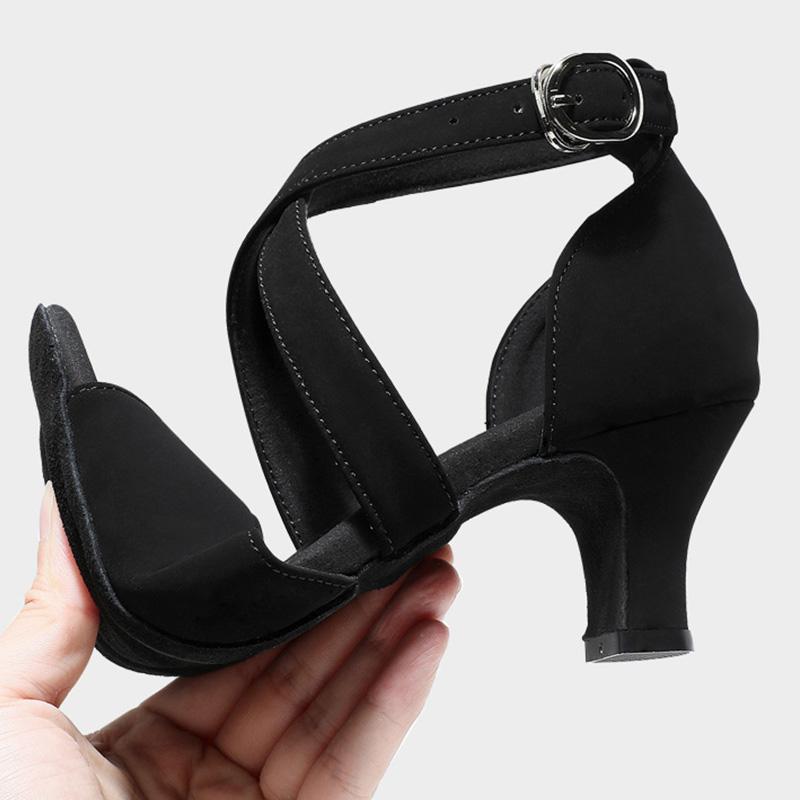 Fashion Women's Ball Party Latin Tango Chacha Waltz Closed Toe Leather High Heel Dance Shoes Heel Height 5CM