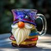 Painted Gnome Book Mug 325ml Fun Dwarf Cup Glass Water Cup for Book Lovers Family Friends Teachers Unique Drinkware for Home Office