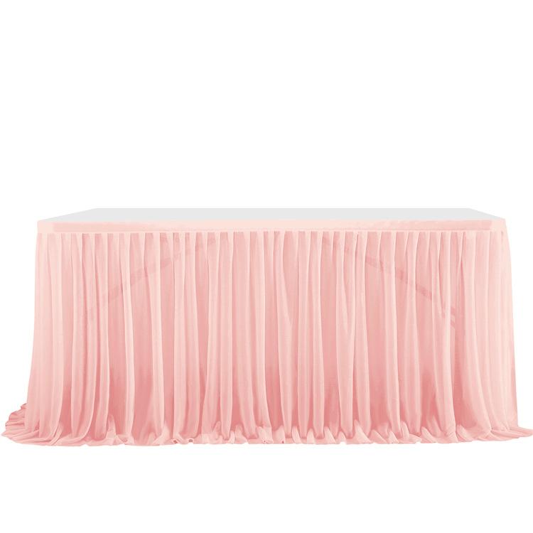 Table Skirt Pleated Table Circumference Birthday Party Wedding Decoration Ruffle Edge Elastic Thin Gauze Table Skirt Tulle