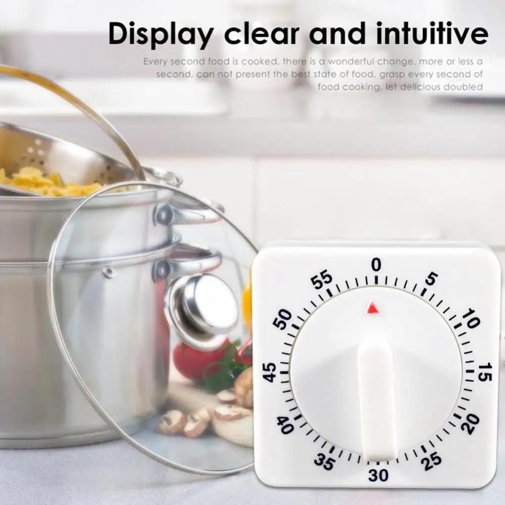 Multifunctional Mechanical Reminder Timer Kitchen 60 Minutes Countdown With Alarm Reminder Magnet Timer Cooking Teaching Homework Office (White/Black)