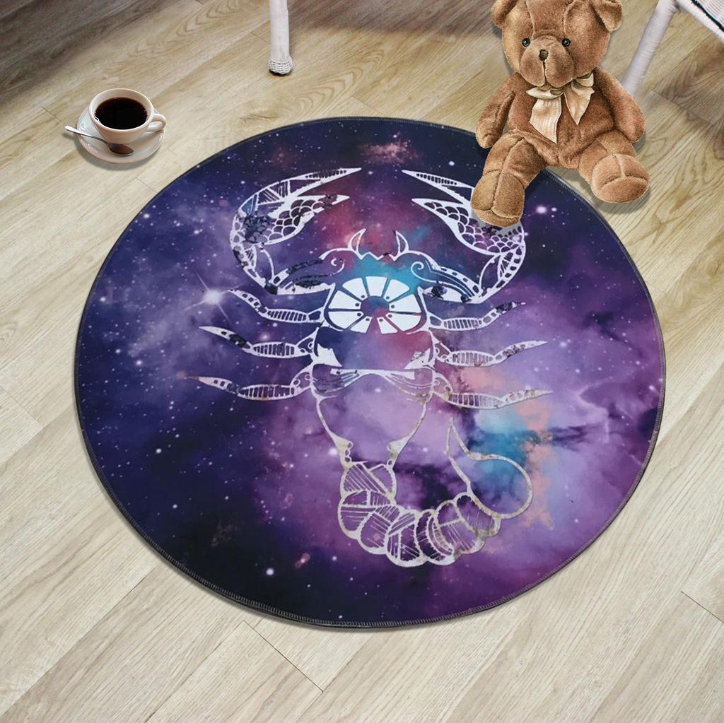 Creative 12 Constellation Round Carpet Living Room Bedroom Children's Cartoon Computer Chair Floor Mat Modern Home Carpet
