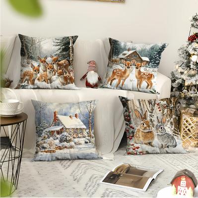 Christmas Pillowcase Living Room Polyester Printed Decorative Pillowcase Nordic Christmas Pillow