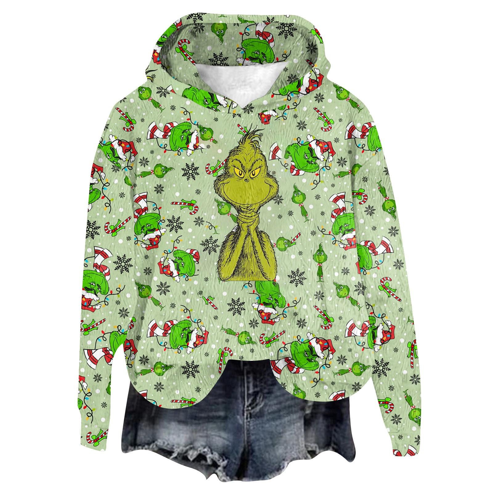 

Женская фланелевая толстовка с капюшоном и длинными рукавами с рождественским принтом S