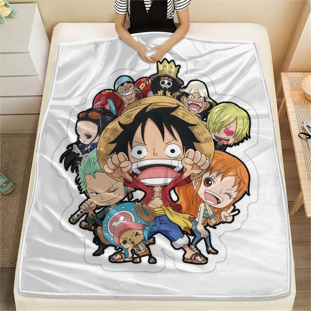 ONE PIECE Monkey D. Luffy Flannel Blanket Stylish Print Ideal For Home Sofa Bed Chair Picnic Travel -HE42