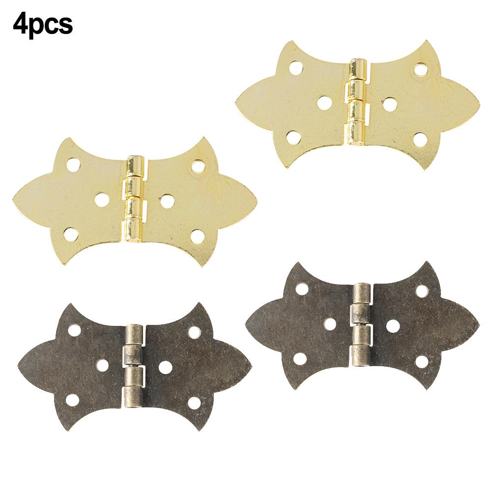 4 Stück Metall-Blumenband Scharnier Antik Bronze/Gold Holzbox Schrank Kleiderschrank Tür Anschlagsscharniere Möbelbeschläge 57*31mm