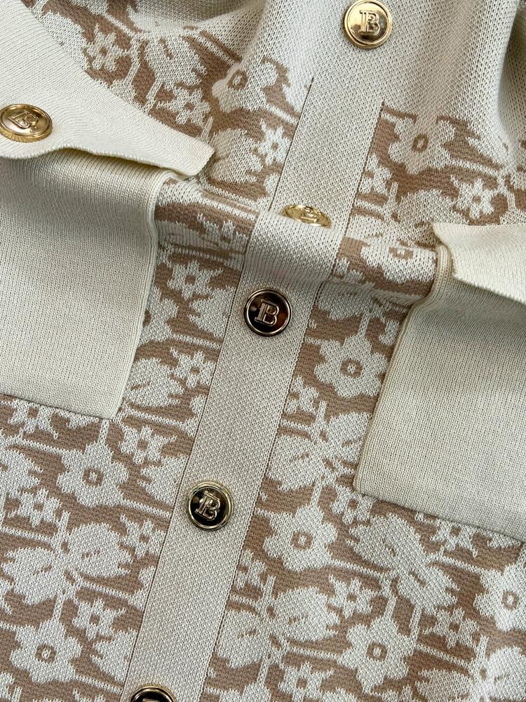 Summer Women Brand Designer Vintage Jacquard Flower Knitted Sweater Sheath Dresses With Pocket