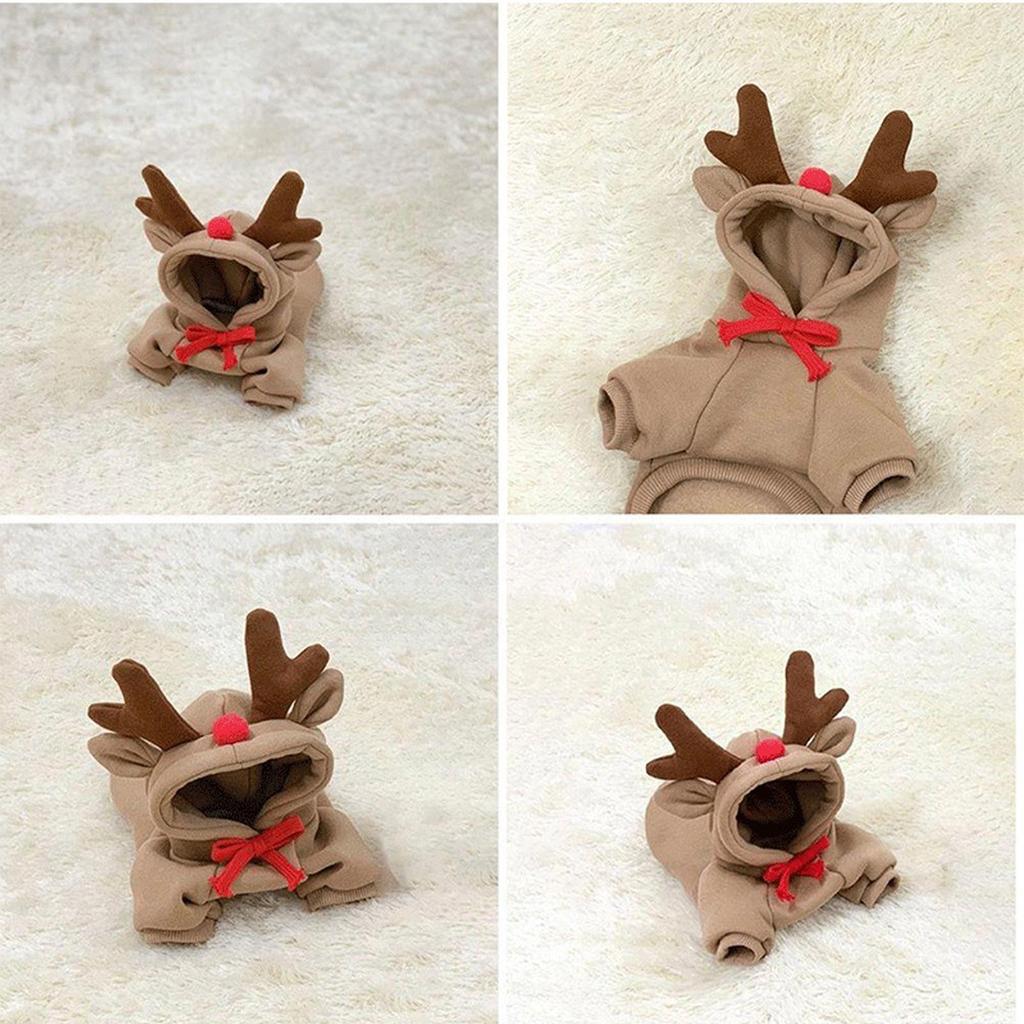 Weihnachts-Hundekostüm Neuheit 3D Rentierohren Niedlicher Elchmantel Outfits Hoodie für Feier Feiertag Winter Hund Katze