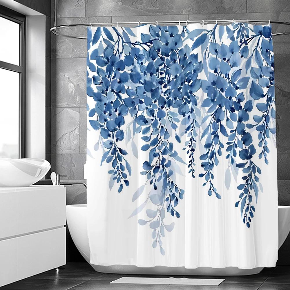 

Lavender Shower Curtains Watercolor Purple Floral Plant Waterproof Polyester Bathroom Bathtub Curtain Room Decor With Hooks W90xH180cm