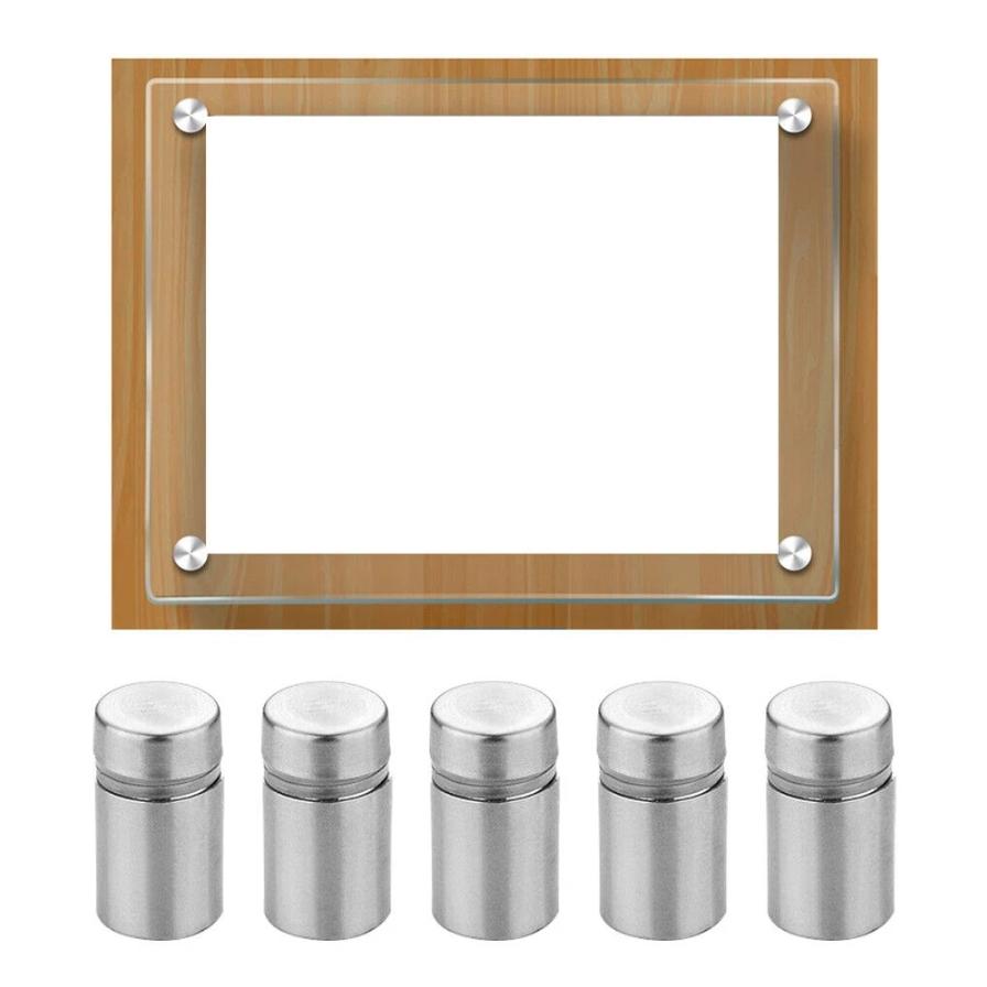 Acrylic Sign Standoffs (12/16/19mm)-Stainless Steel Glass Fasteners with Pin Nails for Billboard & Advertisement Fixing Hardware