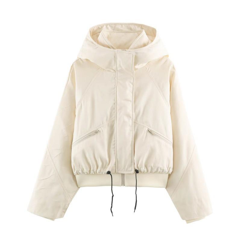 PBZA Womens Winter Loose Tech Fabric Windproof Hooded Puffer Cotton Coat XS-L