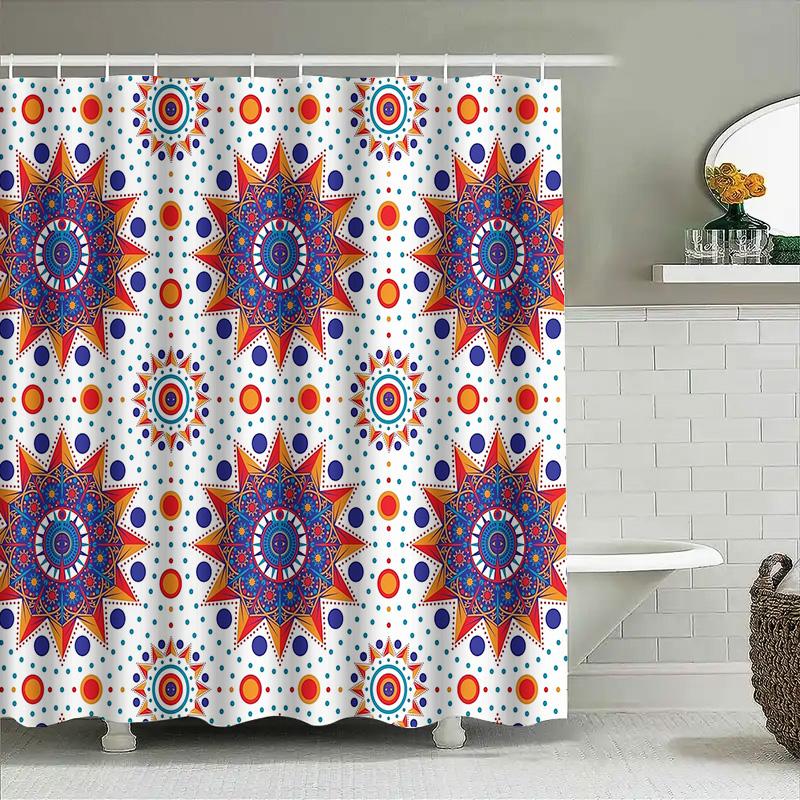 Bohemian Duschvorhang Blumenmuster Natur-Thema Badezimmerdeko Bauernhausstil Waschbarer Stoff Hintergrund Vintage Ästhetik