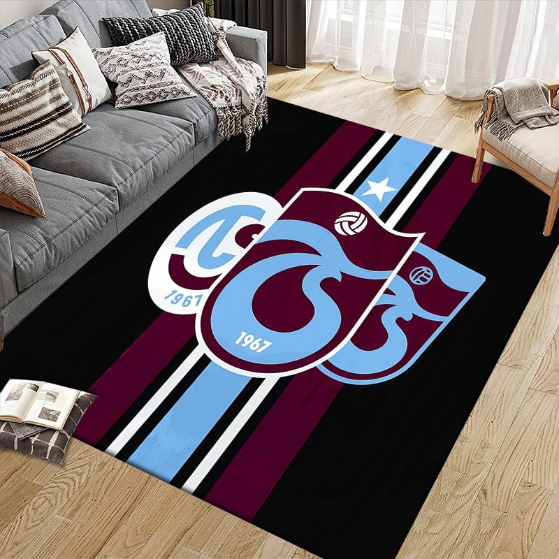 Trabzonspor Flanellmuster Quadratischer Teppich, Läufer, Teppich für Wohnzimmer Schlafzimmer Sofa Spielzimmer Dekor, Rutschfeste Fußmatte