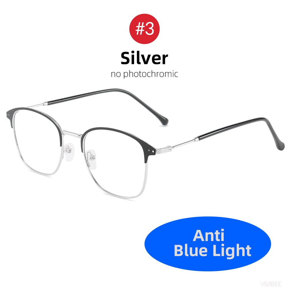 VIVIBEE Metalowe Fotochromowe Okulary Blokujące Niebieskie Śwło Męskie Kwadratowe Zmieniające Kolor UV400 Gogle Gamingowe Okulary Przeciwsłoneczne z Filtrem