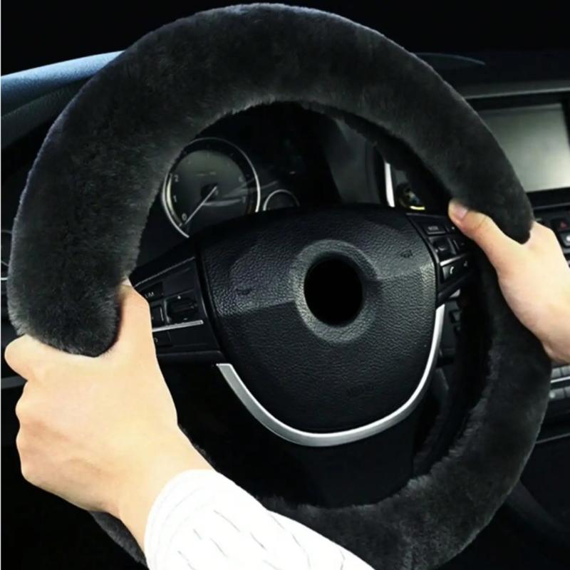 Nonslip Plush Steering Wheel Cover for Secure Hold Easy Installation for Cars SUVs Trucks Universal 14.5-15" Size