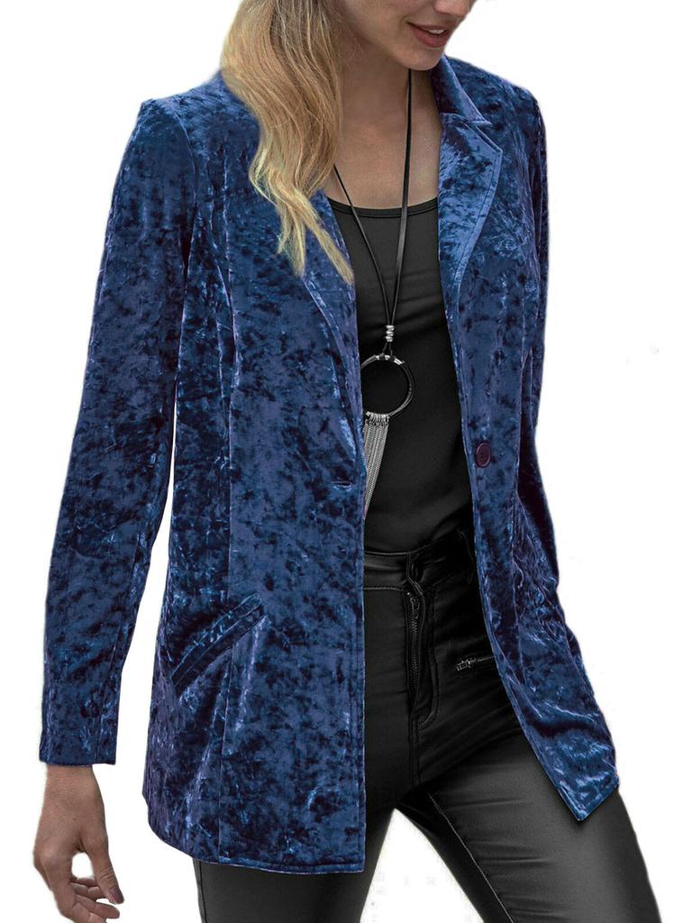 Spring/Autumn New Women's Suit, Hot Sale Women's One-Button Casual Velvet Blazer Jacket