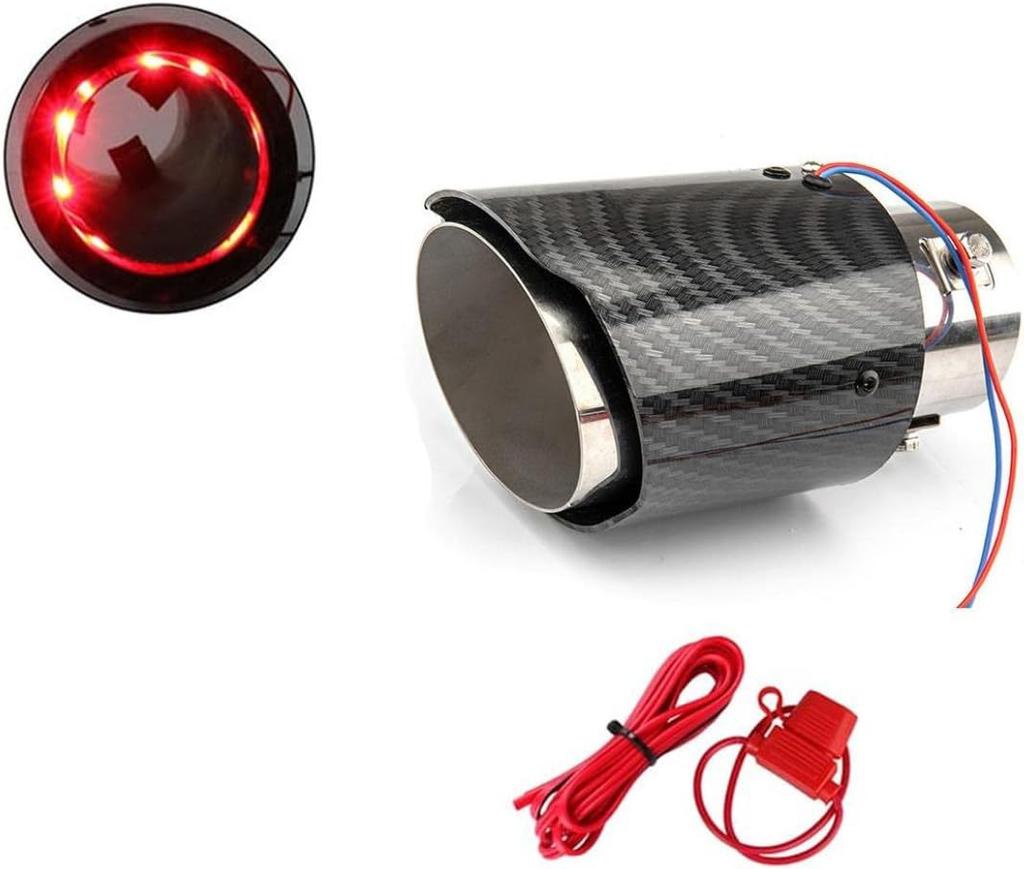 Car modification carbon fiber light-emitting tailpipe with, high temperature resistant LED light modification car exhaust pipe f
