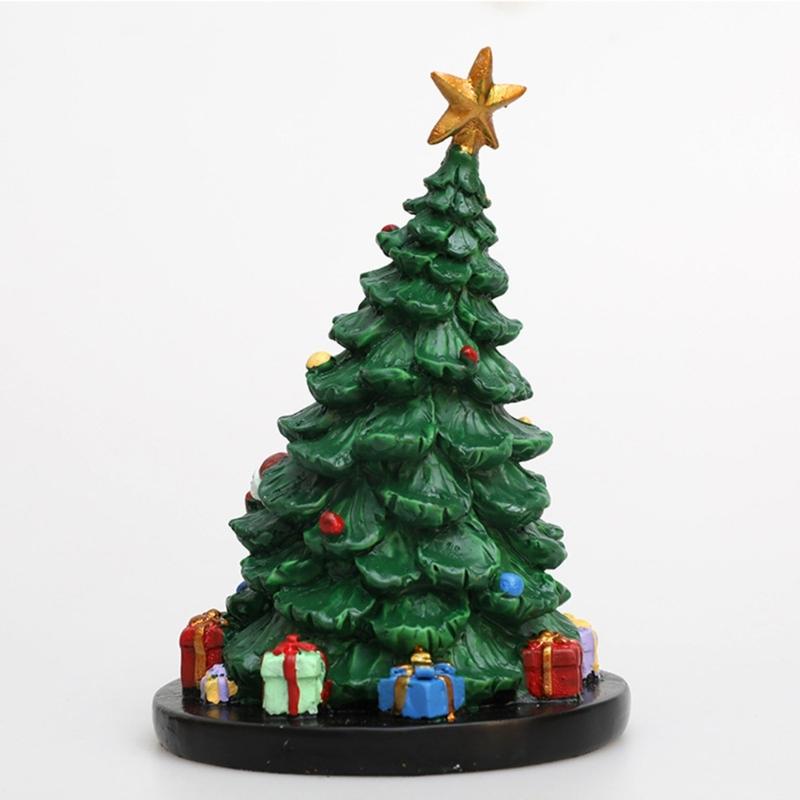 Christmas Spirits Miniature Christmas Tree Figurine ,Durable Resin Desktop Decoration for Office Home Dorms Living Space