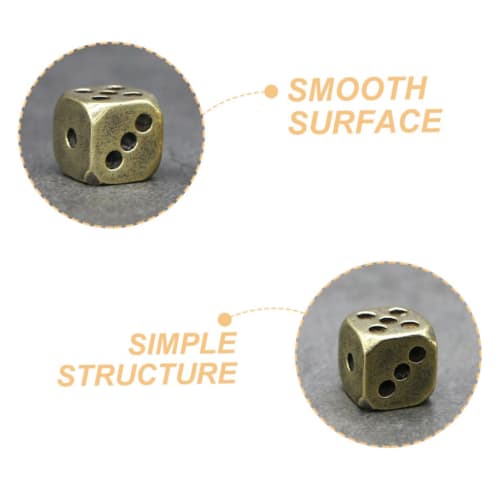 SAFIGLE Set of 6 Brass Dice, 11mm Rounded Corners, Vintage Finish, Gold, Durable and Rust-Resistant, Perfect for Party Games, Board Games, and Bar Dec