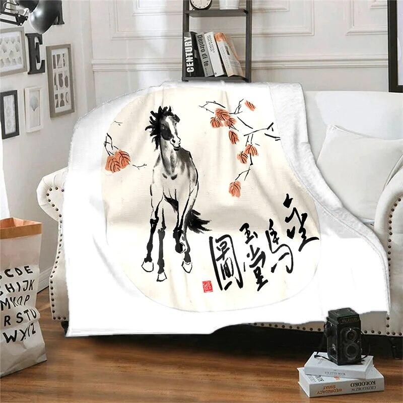 Twelve Chinese Zodiac Signs Pattern Printing Manta Sofa Bed Cover Soft  Blanket Plaid Soft Warm Flannel Throw Blankets Fans Gif