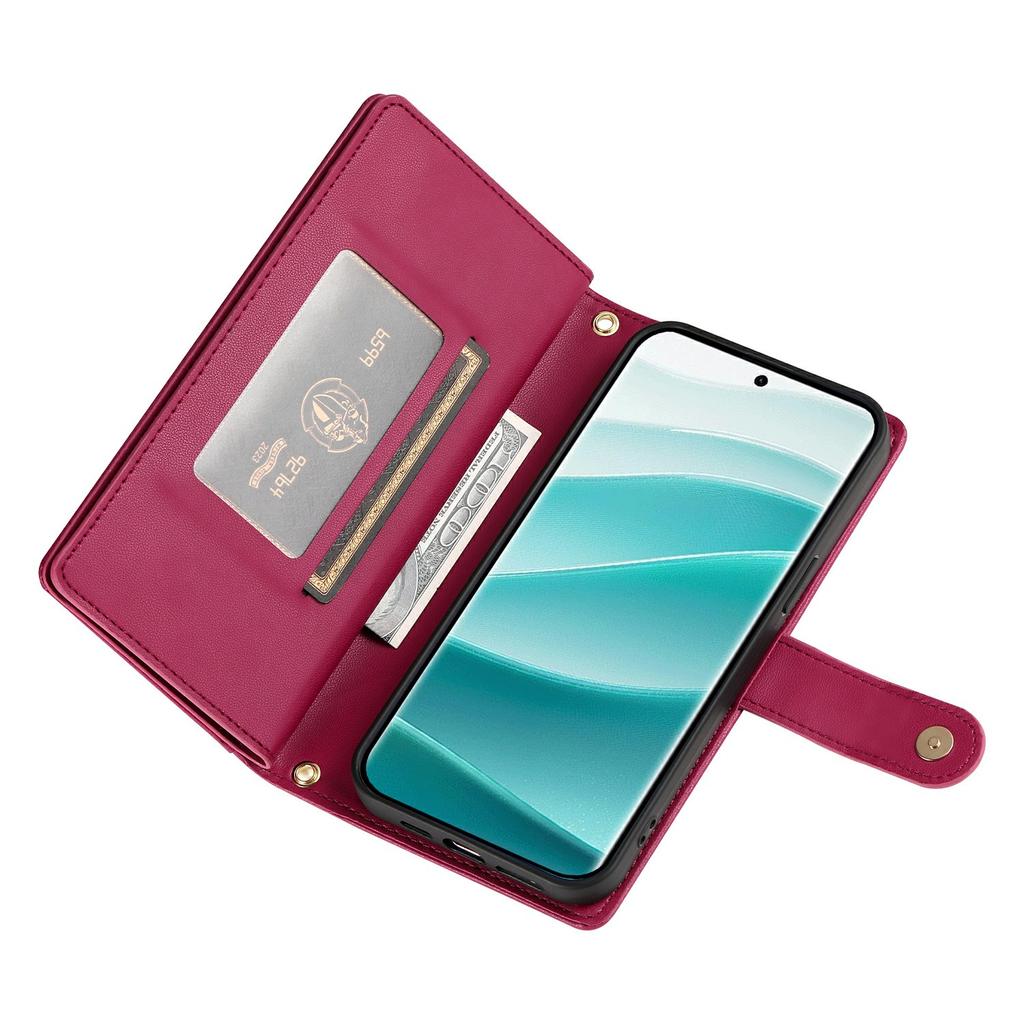 For Xiaomi Poco M8 5G/Redmi Note 15 5G (Global) Case Zipper Pocket Wallet Leather Phone Cover with Straps