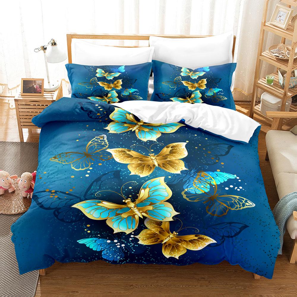 3D Butterfly Bedding Set Full Size Colorful Bedding Digital Printing Bed Linen Queen Size Duvet Cover Set Fashion Fantasy Design