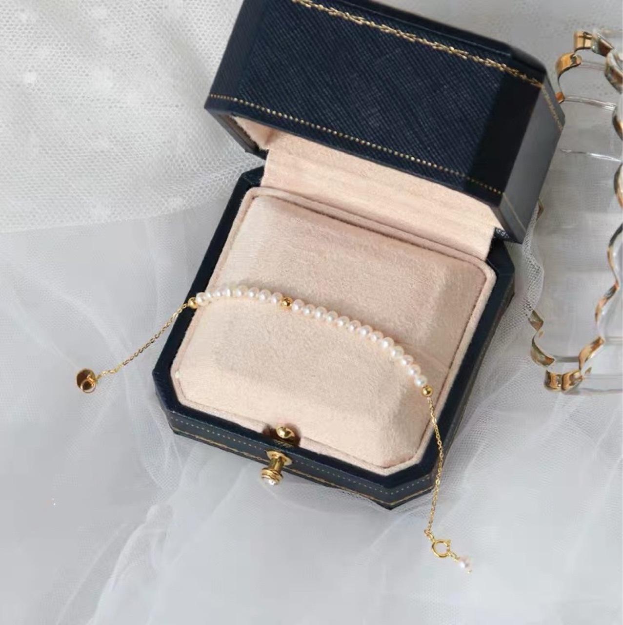 Ручной работы простой и простой красоты универсальный маленький свежий ретро браслет из пресноводного жемчуга настоящий жемчужный браслет маленький Natural pearl 4-5mm 17c?m