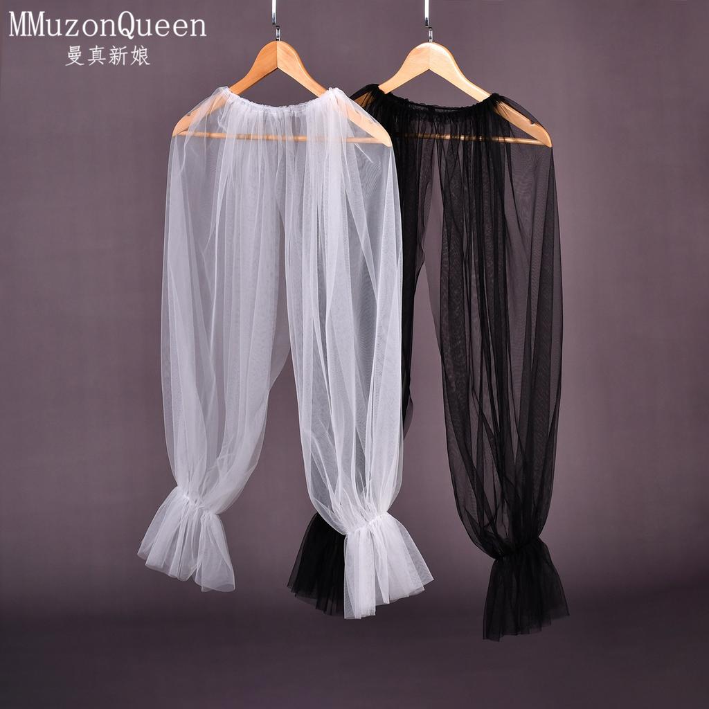 Two Colors Sheer Tulle Long Sleeve Cape Shrug, Elastic Ruffle Cuff Mesh Cover Up for Strapless Satin Wedding Dress Bridal Evening Party Photoshoot