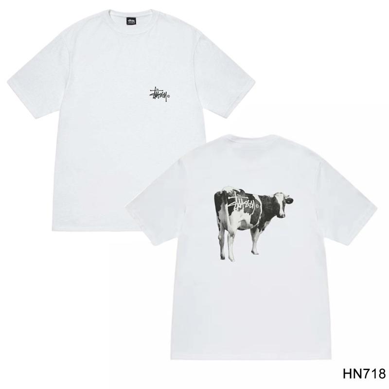Stussy 2025 Sommer Neues Hochwertiges Rundhals-T-Shirt aus Baumwolle für Männer und Frauen Klassisches Logo mit neuem Musterdruck Paar-T-Shirt