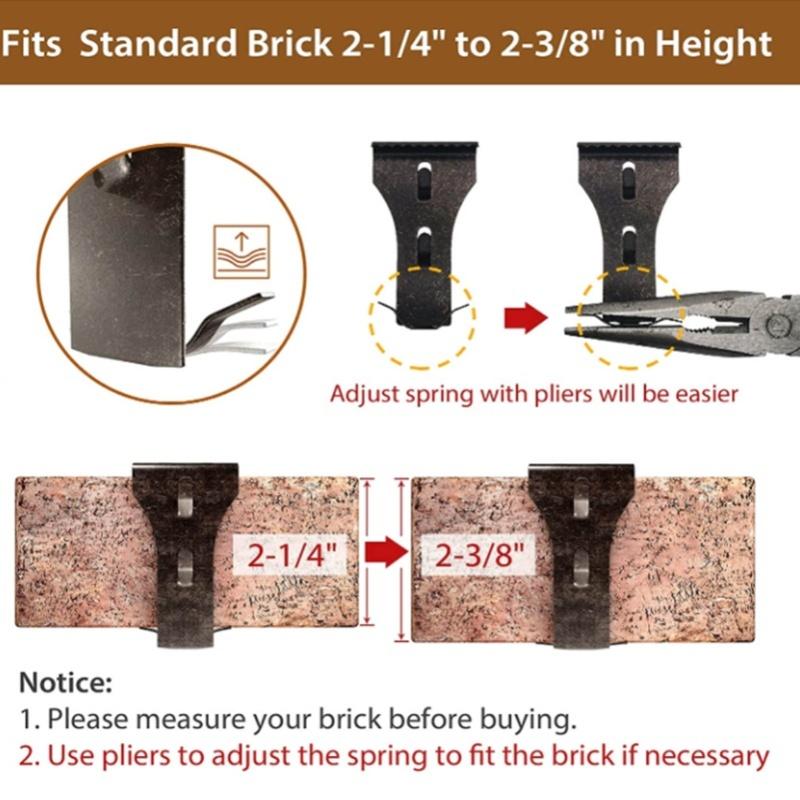 8Pcs Brick Hook Clips Steel Brick Hanger Fits Standard Size Bricks 2 1/4 Inch To 2 3/8 Inch In Height