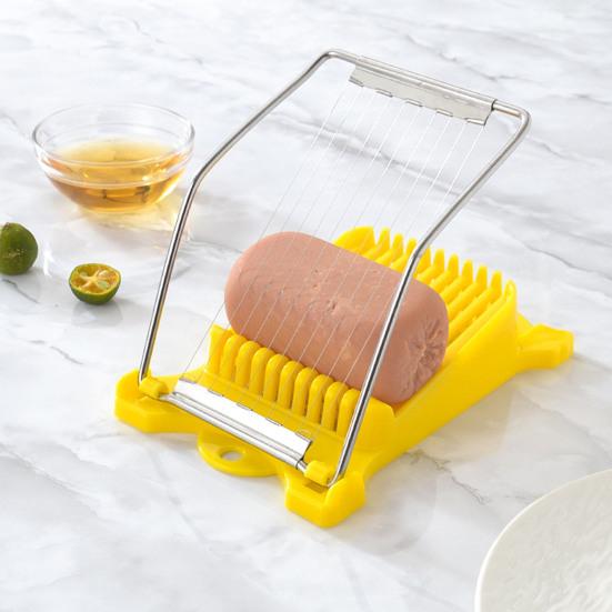 Multifunctional Food Slicer Stainless Steel 10-Wire Cutter Safe Hand Guard Slicer for Lunch Meat Sausages Eggs Bananas Strawberries Kitchen Gadget