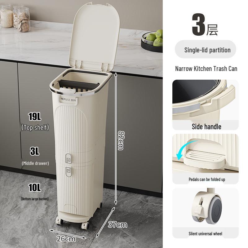 Luxusní vysoký odpadkový koš v japonském stylu s nožním pedálem pro suchý a mokrý odpad