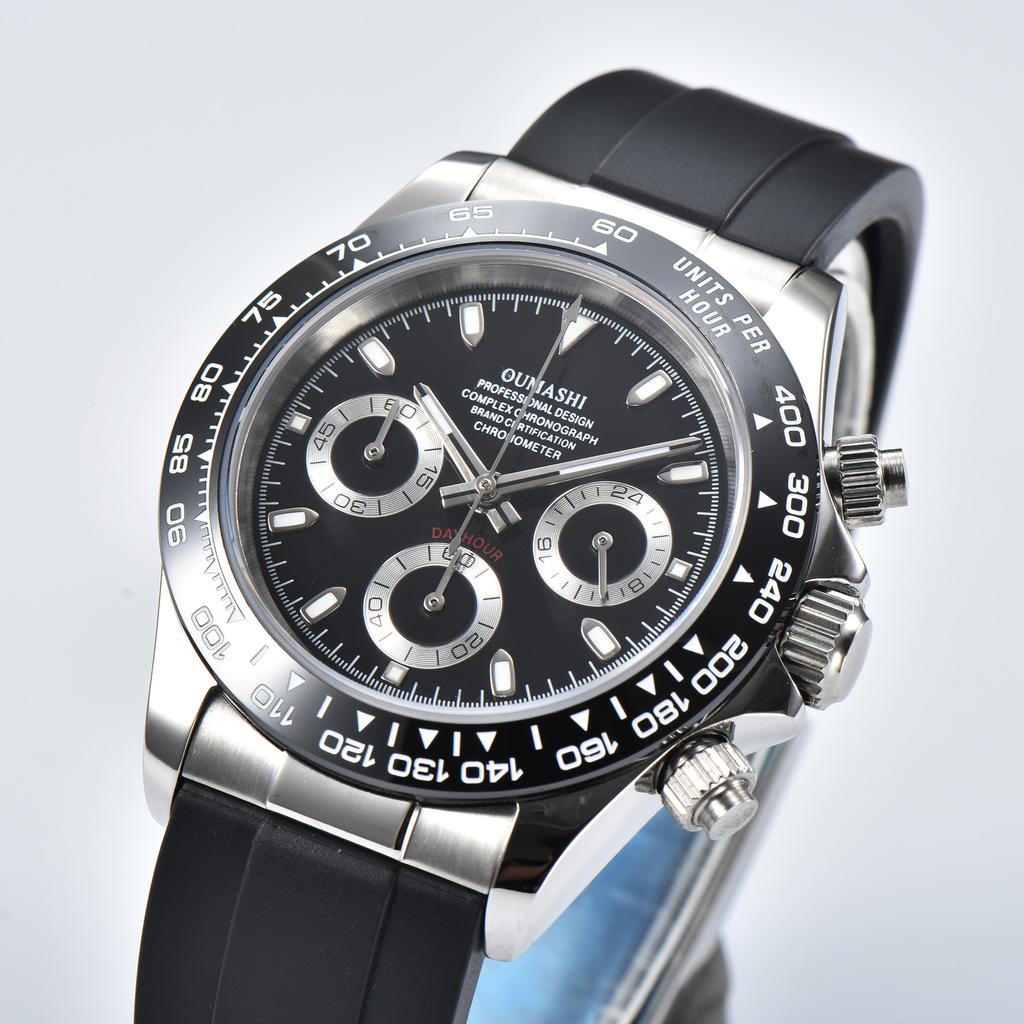 40mm Neue Herren Quarzuhren Saphir Luxus Chronograph Edelstahl Wasserdicht Herrenuhr Vk63 Uhrwerk 03