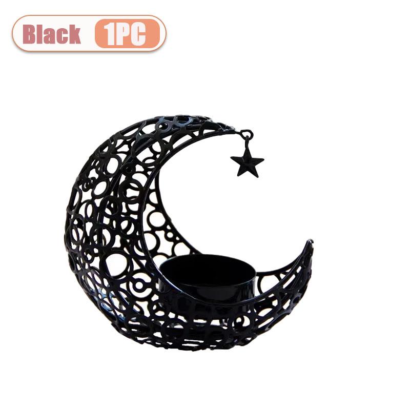 1-4PC Metal Crescent Moon Candle Holder Ramadan Eid Candelabra for Modern Home Decor Wedding Party Table Centerpiece Decorations