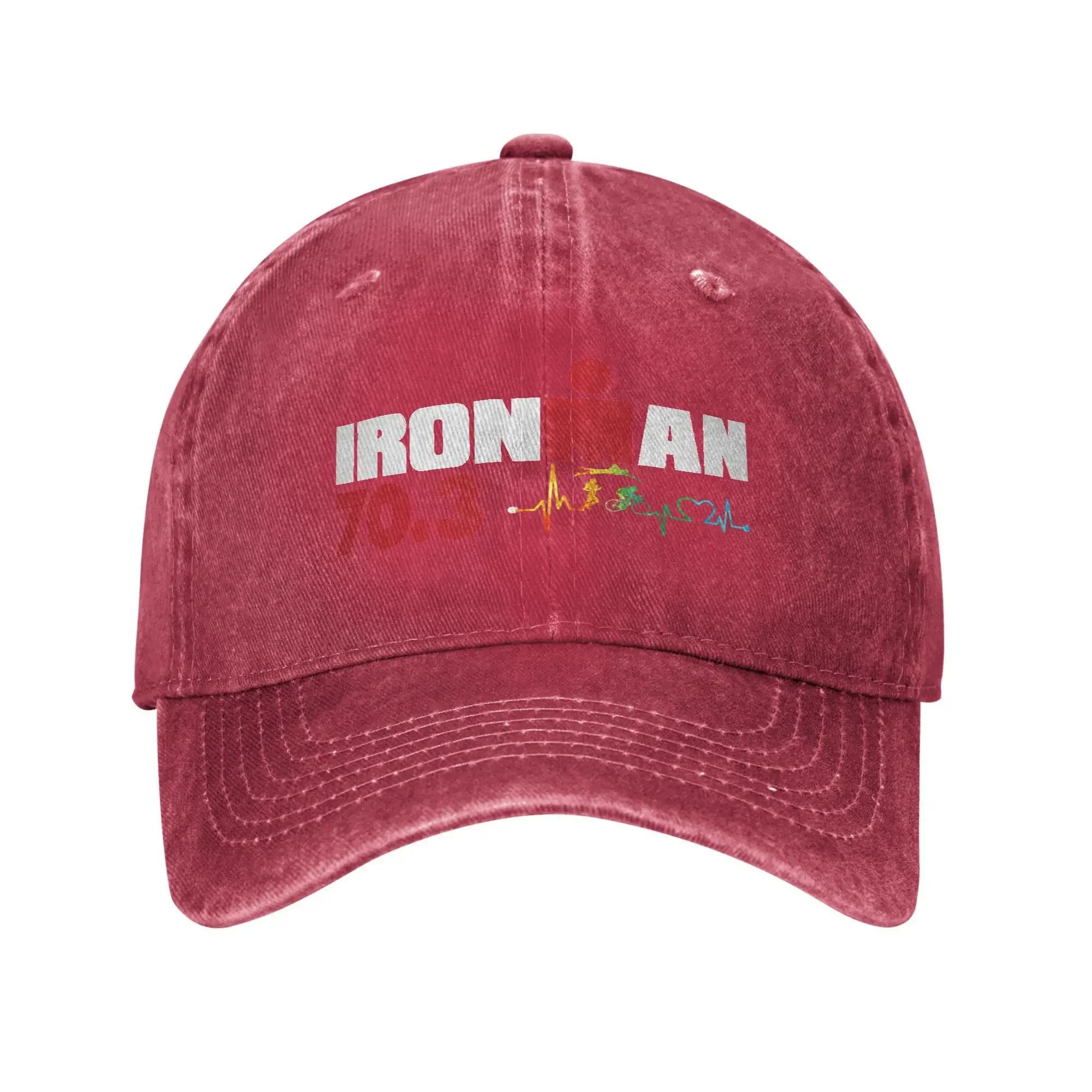 Кепка для триатлона Ironman 70.3, с рисунком сердцебиения, для велоспорта, бега, регулируемая, для взрослых, хлопковая, повседневная One Size