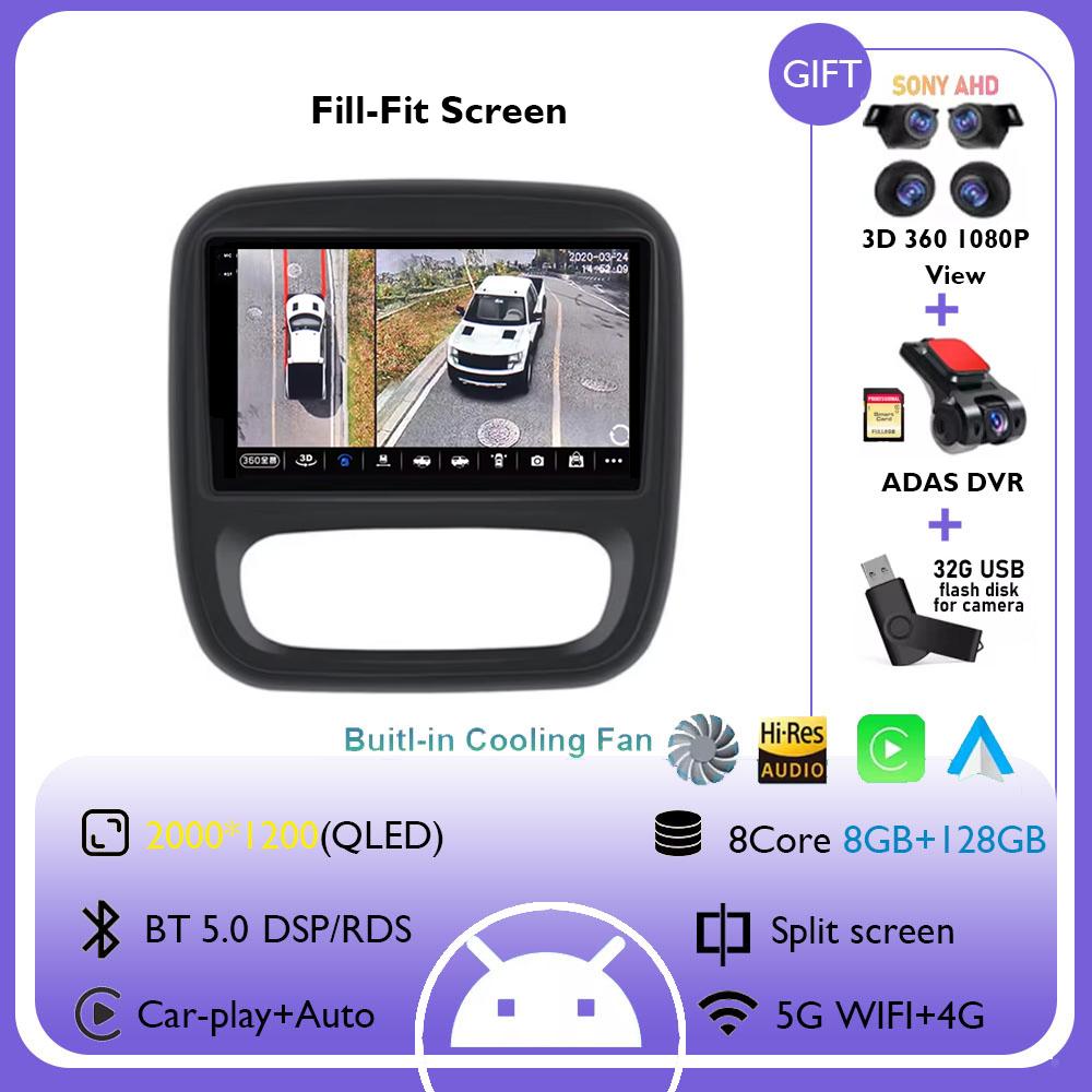 Android 14 Carplay Car Radio For Renault Traffic 3 2014 - 2021 Opel Vivaro B 2014 -2018 Navigation GPS Multimedia Player WiFi+4G