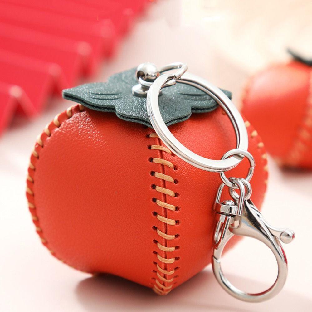 Pear Fruit Bag Pendant Cute Leather Keychain Lovely DIY Material Package Keyring  Women