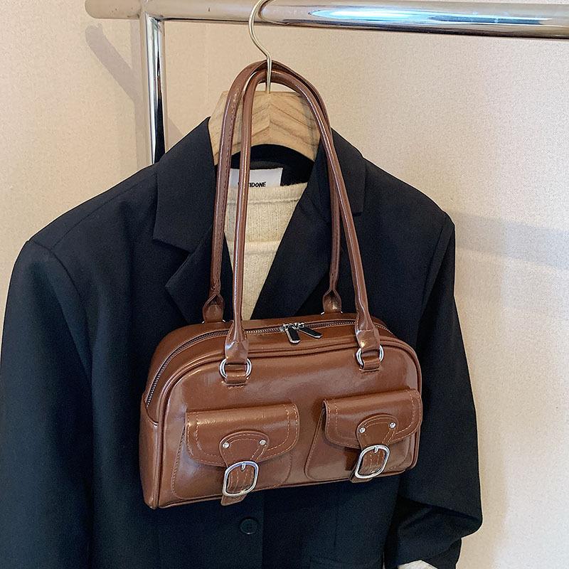 French Niche Texture Underarm Bag Commuter Women's Bag 2025 New Fashion Bowling Bag Simple Shoulder Bag