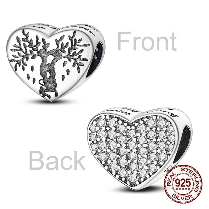 Inlaid Zircon Charm Beads Copper Color Love Heart Snake Dangle Fit Original Bracelet Charms Pendant Jewelry