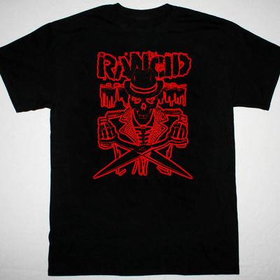 VTG Rancid rock tişört siyah kısa kollu Tüm Bedenler S'den 5XL'ye XZ375 Unisex Tişört