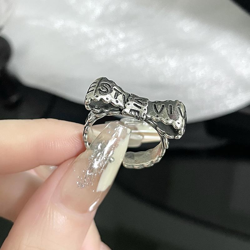 Bow Ring, Women S Niche Design Sense Opening, Personalized Retro Belt Buckle, Advanced Sense Stacking, Wearing Index Finger Ring Adjustable opening