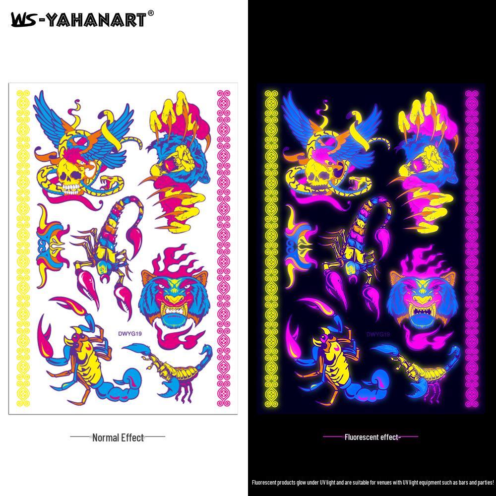Creative Fluorescent Waterproof Full Arm and Face Tattoo Sticker